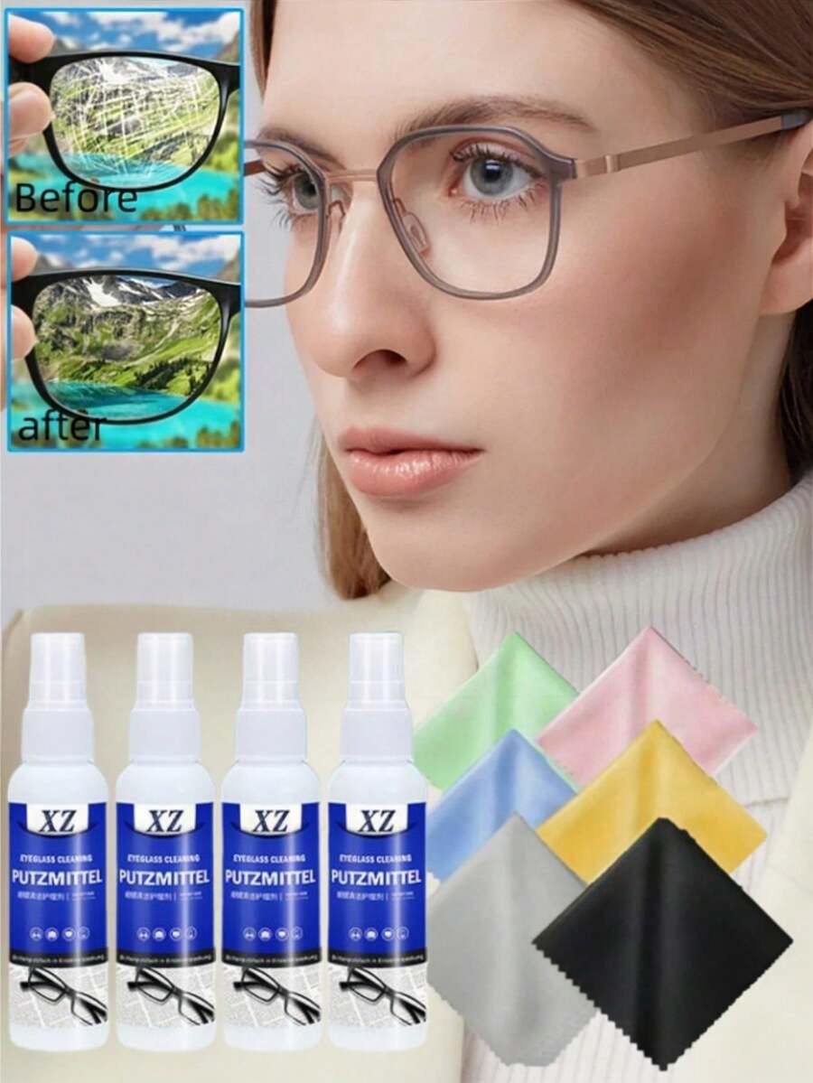 眼镜防雾喷雾，眼镜防雾清洁剂，保持镜片清晰，防水，便携，适用于玻璃和塑料镜片。
