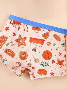 6条装男童卡通图案三角内裤，爱心、星星、雪人、滑板、五角星图案，撞色腰带，舒适透气，适合秋季、冬季及所有季节穿着。 - 彩色 - 查看 3