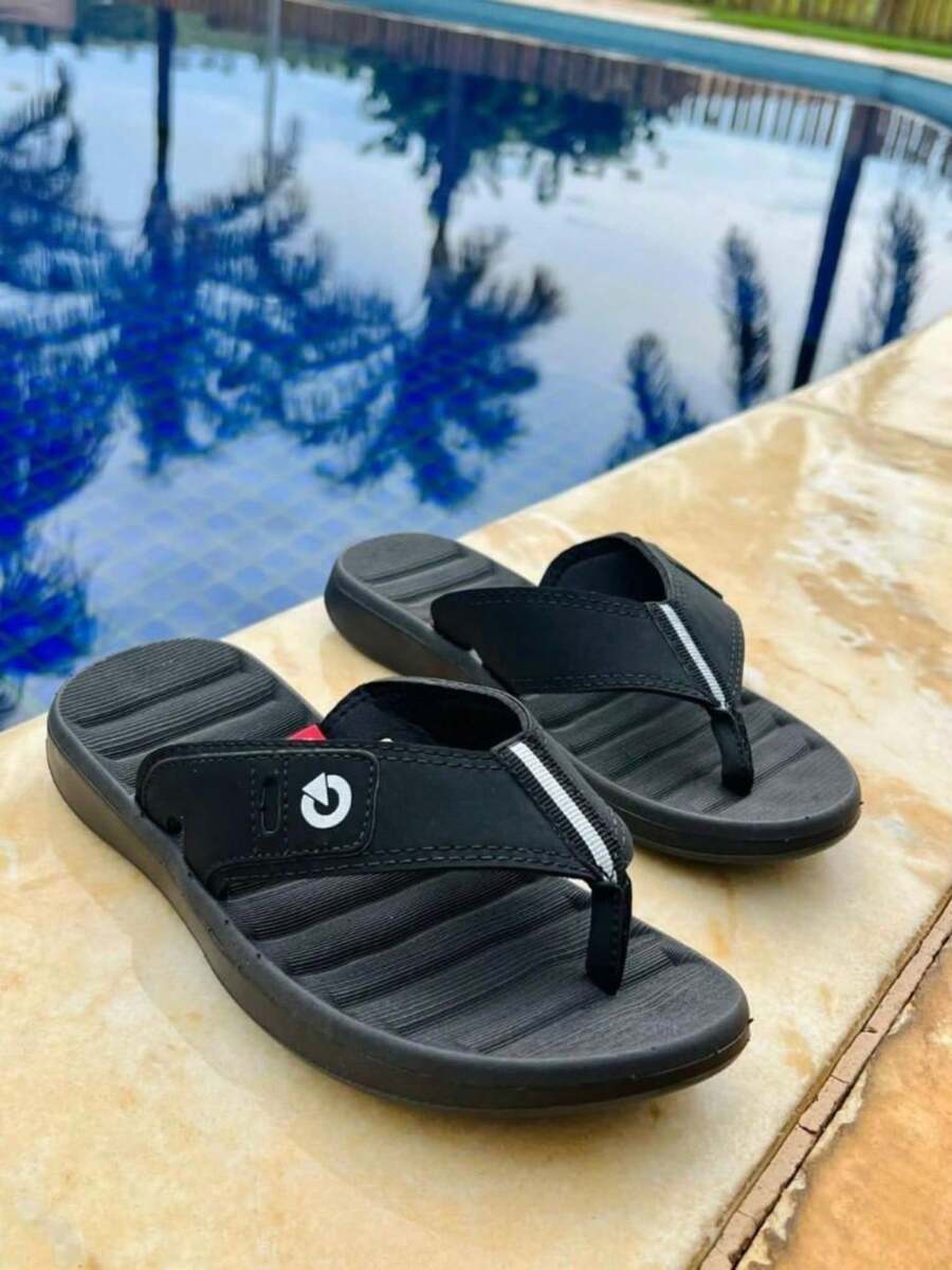 Men's Casual Retro Flip-Flops, Comfortable, Lightweight, Non-Slip, Men's Sandals For Everyday Use, Beach, Pool, Fashion, Modern, Retro Style, Soft And Durable Sole, Comfortable Strap, Men's Flip-Flops, Comfort, Leisure, Versatile, Men's Fashion 2025, Men's Footwear, Super Lightweight, Premium Quality, Perfect Fit, Men's Summer , Men's Casual Flip-Flops, Retro Style, New Release - 黑色 黑色 - 查看 1