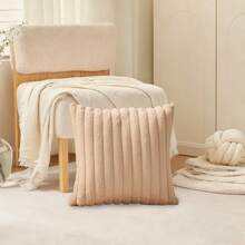 1 Pieza Cubierta De Cojín De Piel De Conejo Peluche Suave Color Albaricoque, Funda De Cojín Decorativa Moderna Para Sofá, Tela Suave Y Cómoda Antipelusa, Adecuada Para Decoración Del Hogar, Dormitorio Y Regalo De Vacaciones - Albaricoque - Ver 10