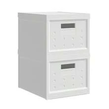 Collapsible Stackable Storage Bins With Lids, 2 - Pack, Plastic Storage Boxes Documents, Clothes, And Toys - Space - Saving Portable Organizer Home And Office, RTA - SBX200 - White - View 1