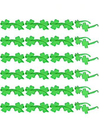 8 st. St. Patrick's Day-glasögon - klöver- och fyrklöverdesign, gröna tursolglasögon i plast med persienner, irländska tillbehör till St. Patrick's Day-festdekorationer, klöverglasögon till St. Patrick's Day, irländska lyckosolglasögon med grön klöver, festgåvor till St. Patrick's Day-tillbehör
