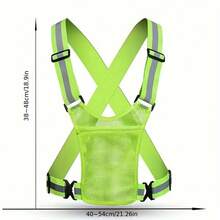 1pc High Visibility Reflective Safety Vest, Green Reflective Vest, Suitable For Night Cycling, Running, Walking Pets, Outdoor Sports, Motorcycle Riding. Adjustable Waist/Shoulder, For Men/Women Workers, Surveyors, Volunteers, Traffic, Construction, Lightweight Breathable Mesh Design, Reflective Strap, Gift For Father's Day, Men, Women, New Year