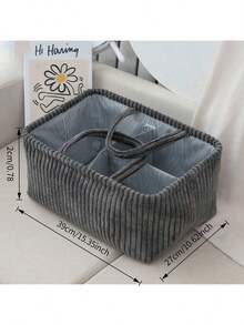 1pc Fabric Storage Basket, Handmade Woven Desktop Organizer Basket, Snack & Fruit Storage Box, Woven Storage Basket, Handled Storage Bin, Decorative Storage Box, Laundry Hamper With Divider