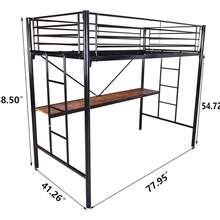 Bunk Bed Base, Single Bed, Desk And Charging Station - 黑色 - 查看 4