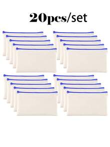 5/10/20/50 Blank Canvas Zipper Bags For DIY Crafts, Canvas Makeup Bags, Small Pencil Boxes, Loose Canvas Cosmetic Bags, Zippers, Multi-Purpose Travel Bags (8.3 * 5 Inches) - Beige - View 28