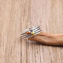 Nhẫn thời trang tối giản dành cho nữ, thiết kế tròn nhiều lớp với họa tiết trái tim sáng tạo được chạm khắc, phụ kiện đa năng dành cho nữ, quà tặng ngày lễ, trang phục hàng ngày - Bạc - Xem 8