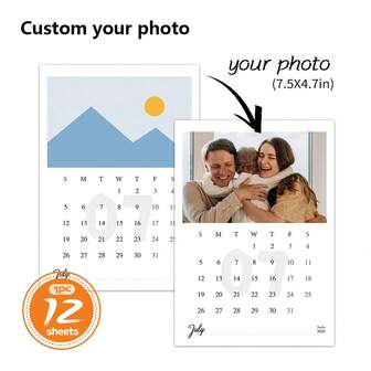 [Custom] 1-2pcs 2026 Calendar, Customized Calendar, 12-Month Calendar, Minimalist Calendar, A4 Size, 12 Different Photos, Family Photos, Couple Photos, Wedding Photos Printing, Christmas Gift, Family Wall Calendar, Photo Customization, Room Decor, New Year Gift, Small Gift, Holiday Gift, 2026 Wall Calendar, New Year, Suitable For Giving To Family, Friends, Party Decor, English Version, Non-Holiday General Version