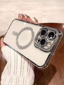 适用于 Apple 17 Pro Max、17 Pro、17 Air、17 的时尚电镀闪钻透明手机壳，也适用于 Apple 16、15、14、13、A12、11 Pro Max Plus，支持无线充电，耐用防摔，水钻设计，经久耐用，时尚达人必备，苹果用户的理想之选，支持 17 Pro Max，支持 Magsafe HGF 接口 - 銀色 - 查看 7