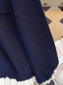 Plus Size Women Casual Cardigan With Bow Button, Color Block Patchwork, Pocket Design, Autumn/Winter