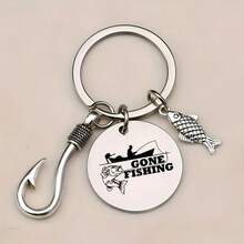 1pc Unisex Fishing Enthusiast Designed Time Gem Keychain Pendant Bag Accessory Gift - Multicolor - View 3