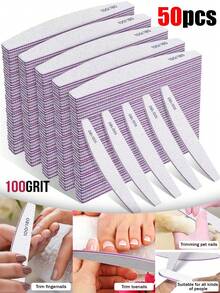 50支装指甲锉，双面指甲抛光器，专业美甲护理工具，适用于DIY指甲修型、打磨、抛光，适合女性手指甲和脚趾甲，是居家和美甲沙龙的理想之选，美甲用品