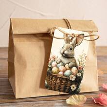 50 Thẻ quà tặng hình thỏ và trứng Phục sinh cổ điển kèm dây gai dầu - Nhãn treo hình thỏ dễ thương cho ngày lễ, dùng để gói quà và trang trí tiệc, Thẻ quà tặng giấy Phục sinh - Nhiều màu - Xem 5