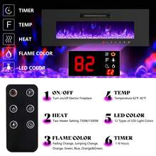 Floating Fireplace TV Stand, Wall Mounted Mirrored Entertainment Center With 40'' Electric Fireplace, Modern LED Lights Media Console For TVs Up To 90'', Stylish Floating TV Stand Furniture, All Black - màu đen - Xem 9