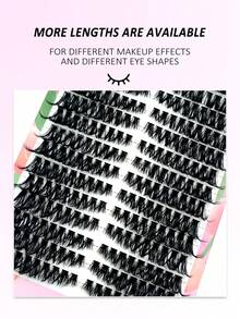 Asiteo 252片D型卷翘猫眼簇状假睫毛，蓬松浓密单根睫毛，可DIY，打造戏剧性效果，可重复使用，高品质，最低价格，开斋节特惠