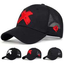 Gorra de béisbol de malla de verano para hombre, gorra con letras X para deportes al aire libre para mujer, gorras transpirables Unisex, gorras de camionero de Hop HE8S - Blanco y negro - Ver 1