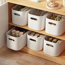 6PC Multi-Color Stackable Plastic Storage Baskets With Lid - Waterproof Space-Saving Organizer For Kitchen Bathroom Bedroom Living Room Dorm Office Daily Supplies - màu xanh lá - Xem 2