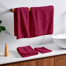 Polyblanc - Juego de 6 Toallas de Microfibra de Secado Rápido para Baño Gimnasio y Manos Toallas de Baño Grandes Toallas para Gimnasio y Toallas para Manos en un Juego de Baño Vino - Vino - Ver 5