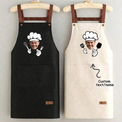 1pc Custom Apron For Dad Father Men Women Custom Name Logo Chef Cooking Kitchen Apron Personalized Kitchen Waterproof Apron Custom Logo Picture Name Chef Cooking Apron Perfect For Mom Husband Girlfriend Boyfriend Father's Day Valentine's Day Mother's Day Birthday Anniversary Graduation Wedding Love Unique,For Mother's Day, Wedding Season, Graduation Season, Gifts For Family And Friends