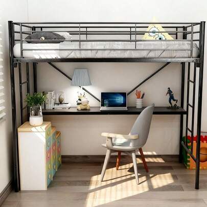 Litera Base Cama Individual Escritorio Y Estación De Carga