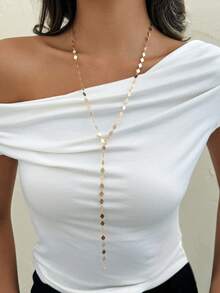 1pc Geometric Minimalist Diamond Y-Shape Long Necklace, Elegant Versatile Necklace Suitable For Women's Daily, Party, Date, Evening, Street, Business, Bar, Festival Occasions - Diamond Necklace - View 2