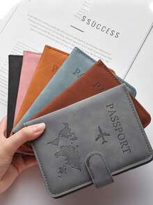 1pc PU Leather Passport Holder, Multi-Functional Anti-Magnetic Anti-RFID Card Case - Multicolor - View 2