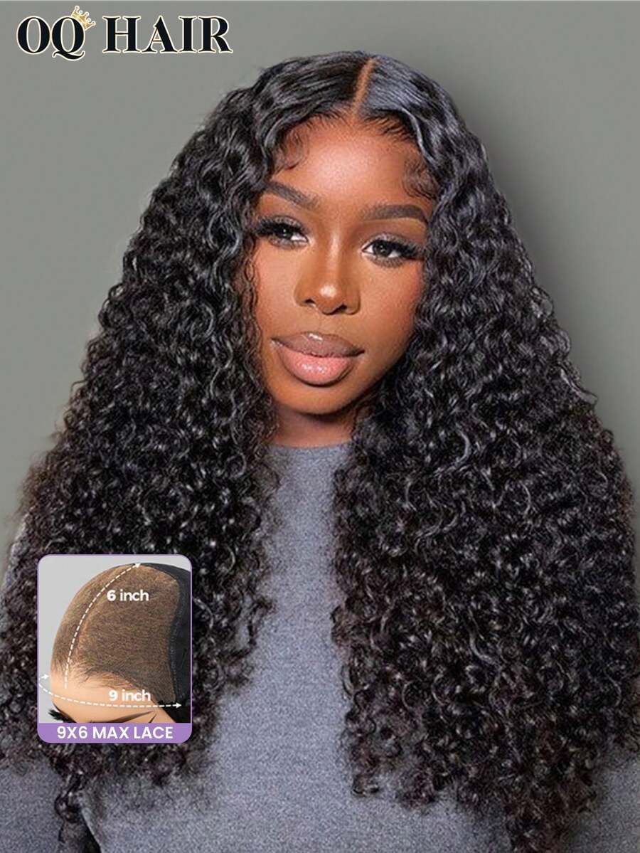 OQ 180% 密度，16-28 英寸长，无需胶水即可佩戴的假发，水波纹，9x6 透明蕾丝前假发，真人发丝假发，迷你结，预漂白，预剪预拔，蕾丝前假发，自然发际线，高品质无需胶水假发 - SNatural - 查看 1