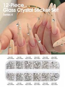 Set de materiale pentru unghii din sticlă 2600/1360 buc, pietre prețioase pentru unghii, decorațiuni 3D pentru unghii, materiale din sticlă plată transparentă colorată, accesorii pentru unghii în stil Y2K, unghii cu perle de diferite forme, pietre decorative pentru unghii - Multicolor - Vizualizare 12