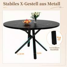 5-Piece Dining Set With Extendable Round Table (100-140 Cm) And 4 Beige Velvet Chairs - Modern Dining Table For 4 To 6 People With Convenient Extension Function. - Black + Medium Density Fiberboard + Metal - View 2