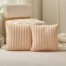 1 Pieza Cubierta De Cojín De Piel De Conejo Peluche Suave Color Albaricoque, Funda De Cojín Decorativa Moderna Para Sofá, Tela Suave Y Cómoda Antipelusa, Adecuada Para Decoración Del Hogar, Dormitorio Y Regalo De Vacaciones - Albaricoque - Ver 13