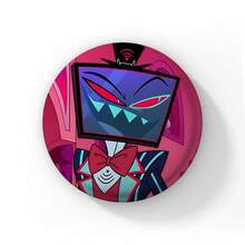 58mm Funny Pop Anime Hazbin Button Pin Creative Fun Cartoon Alastor Vox Husker Badge Brooch Bag Decor Fans Collect Gift - 58 mm - View 4