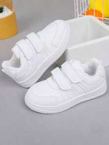 Zapatillas planas con para niños y niñas, zapatos casuales de suela blanda cómodos y ligeros, suela blanca sencilla y resistente al desgaste - Blanco - Ver 5