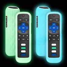 1pc/Silcone Remote Control Cover For Roku TV Remotes, Glowing Remote Control Shell For Roku Streaming Stick 4K Express 4K+ Premiere Streambar, Simple Remote/Voice Remote With Lanyard That Glows In The Dark - 淺藍色 - 查看 1