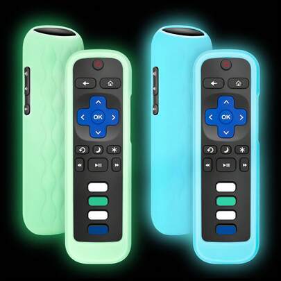 1pc/Silcone Remote Control Cover For Roku TV Remotes, Glowing Remote Control Shell For Roku Streaming Stick 4K Express 4K+ Premiere Streambar, Simple Remote/Voice Remote With Lanyard That Glows In The Dark