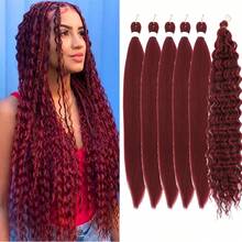 Braiding Hair Pre Stretched Brown Boho Braiding Hair 6Packs/Lot 26 Inch Curly Deep Wave Hair Ez Extensions Braid Hairs - Multicolor - View 13