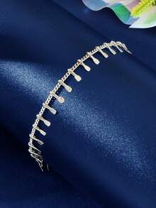 1pc Minimalist Silver Chain Anklet, Women Beach Accessory Holiday Jewelry - Silver - View 2