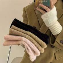 Knitted Fingerless Gloves - A Multi-Functional, Half-Finger, Warm Winter Glove With A Simple Solid Color Fleece Design, Suitable For Women. - Multicolor - View 1