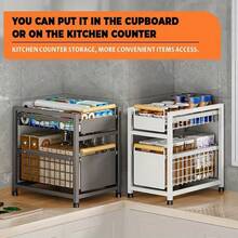 Heavy-Duty Sink Organizer – Adjustable Double-Layer Iron Cabinet Rack, Space-Saving Kitchen Shelf for Drying Dishes, Sturdy Frame, Sink Storage Rack, Sink Organizer, Sink Storage and Organization Rack, Dish Drying - Blanco - Ver 5