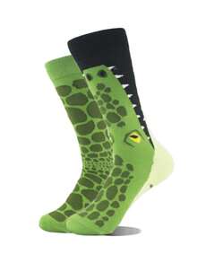 1 Pair Men's Mid-Calf Socks With Asymmetric Dolphin Pattern, Fashionable Creative High-Quality Socks, Moisture-Wicking, Breathable, Suitable For Casual, Sports, Street Style, Daily Wear In Spring/Autumn - Multicolor - View 3