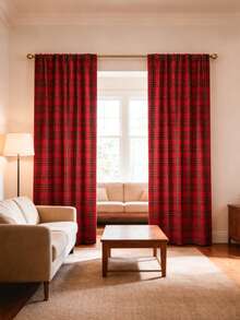 1 pezzo Tenda vintage a quadri rossi, tenda decorativa da finestra in stile fattoria vintage con passante superiore, adatta per camera da letto, cucina, balcone, soggiorno, decorazione per atmosfera festiva