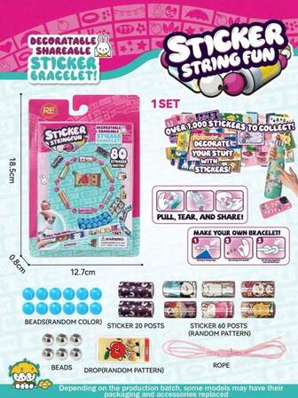 80/160 st. armband DIY-pärlklistermärken, tecknat armbandstillverkningskit, pärlor, bärbara, handgjorda födelsedagspresentklistermärken