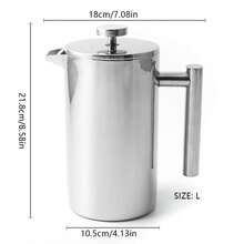 1 pièce Cafetière à piston en acier inoxydable 304 argent de 350/800/1000 ml, théière multifonction pour usage domestique, mousseur à lait, résistant à la chaleur et incassable, pot en acier inoxydable 304 3-en-1 pour café filtre, infusion de thé, moussage de lait - Multicolore - Voir 12