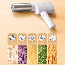 Portable Noodle Maker, Stainless Steel Electric Pasta Maker With 5 Pasta Discs, Handheld Electric Pasta Maker For Spaghetti Lasagna - Blanco - Ver 6