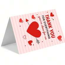 1pc "Thank You For Everything" Heartfelt Appreciation Card - Pink Stripe Background, Red Heart & Arrow Design, Warm Gratitude Message, Includes Red Envelope – Perfect Gift For Loved Ones, Friends, Caregivers, Thoughtful Cards For Honoring Kindness & Support
