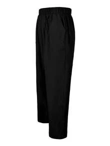 Women's Solid Elegant Wide-Leg Pants With Elastic Waist – Daily, Lounge & Travel Style - 黑色 - 查看 5