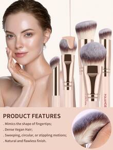 MAANGE 3/5/7/17pcs Professional Makeup Brush Set, Including Foundation Brush, Blush Brush, Concealer Brush, Contour Brush, Nose Brush, Foundation Brush, Detail Brush, Face Brush, Suitable For Daily Makeup And Travel Makeup, Makeup Brush Set Makeup Supplies Gift For Friends - Apricot - View 11