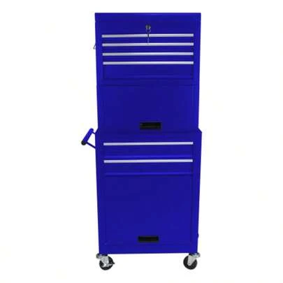 Symbollschrank Auf Rädern, 6-Schalbeschaltbare Roll-Werkzeugkiste Mit 4 Universalrädern, 2 In 1 Abnehmbarer Werkzeugkasten-Speicherorganizer Für Garage Workshop Reparaturwerkstatt,Blau(Blue)