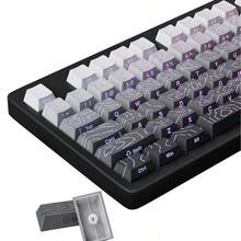 New Topographic Keycaps 4.0 Version Shine Through 133 Key PBT Cherry Profile Side Print Backlit For MX Gamer Mechanical Keyboard - Baby Blue - View 9