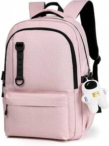 RFID Mochilas para estudiantes universitarios, Mochila de Viaje impermeable, Mochila para mujeres y hombres, Mochila para Laptop de 15.6 pulgadas, para escuela, viajes, oficina - rosa - Ver 9