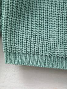 Unisex Baby Classic Solid Color Crew Neck Knit Sweater Top, Crew Neck Design, Solid Color Design, Solid Color More Suitable For Handmade Embroidery By Moms, Add Some Elements Loved By Moms, Suitable For Casual Wear At Home Or As An Undershirt, Lightweight - 薄荷綠 - 查看 5